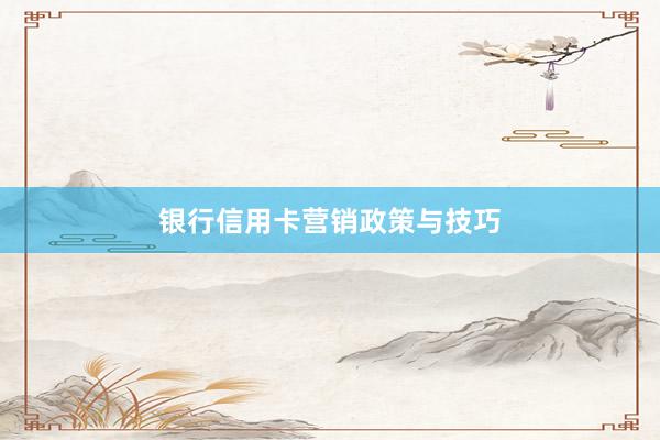 银行信用卡营销政策与技巧